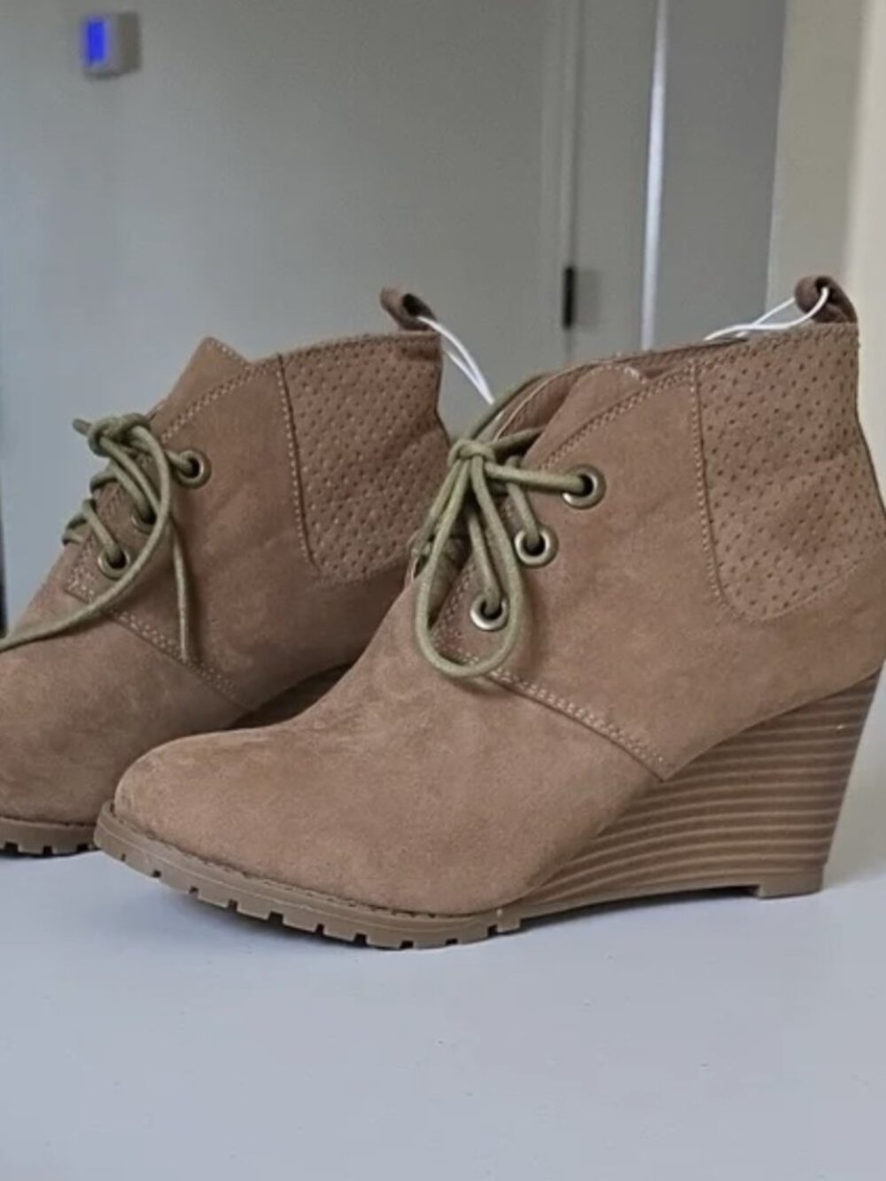 Women's Tan Wedge Ankle Boots